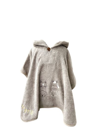 Badeponcho "Bauernhof" mit Name personalisiert, sandfarben, Sterntaler, Badehandtuch