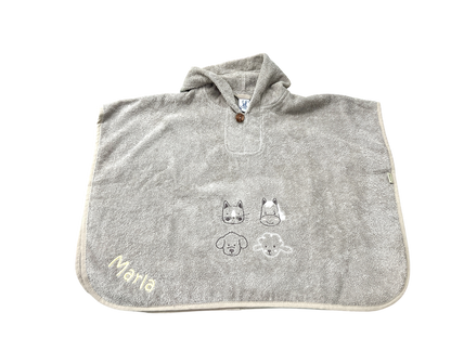 Badeponcho "Bauernhof" mit Name personalisiert, sandfarben, Sterntaler, Badehandtuch