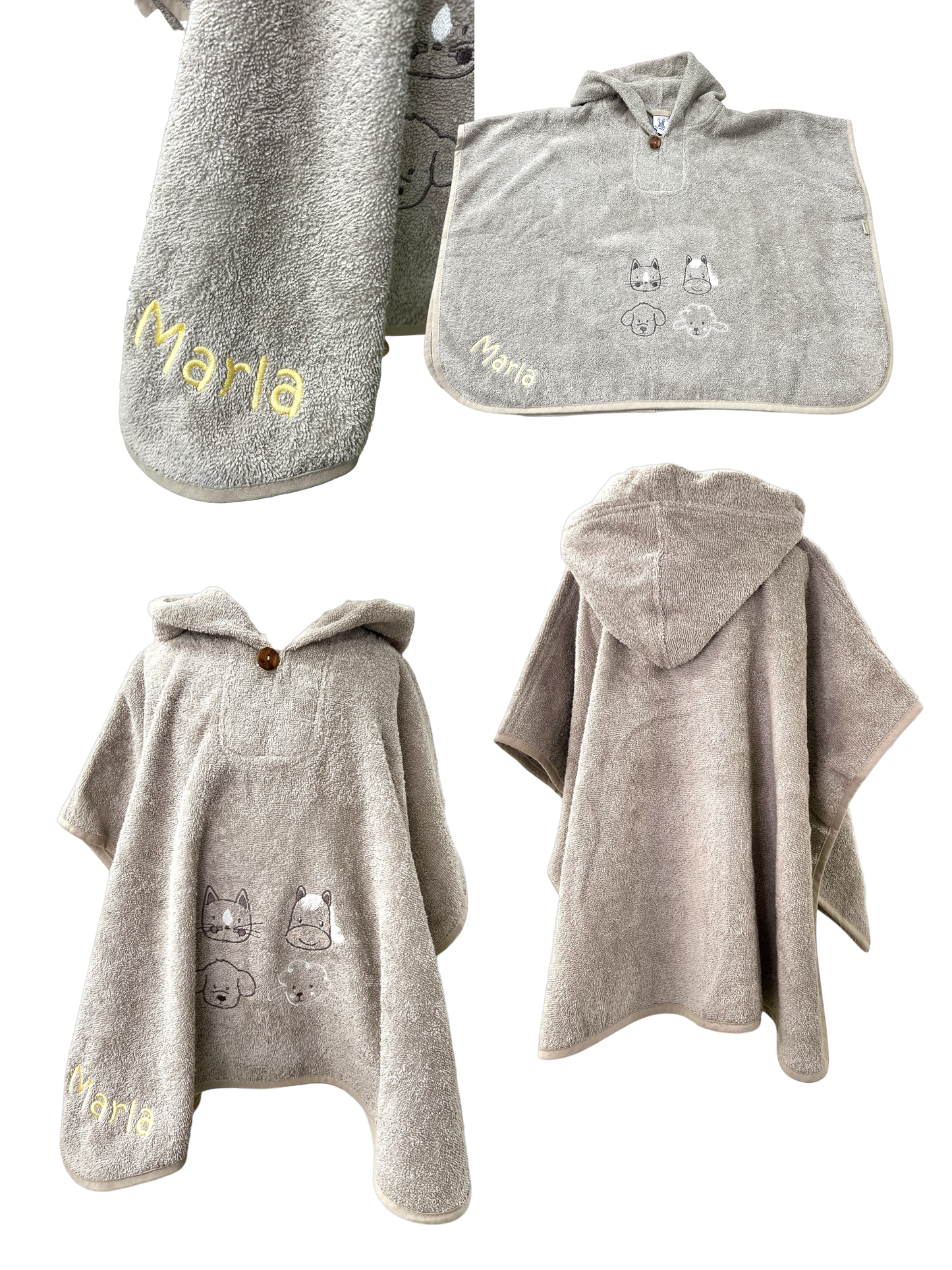 Badeponcho "Bauernhof" mit Name personalisiert, sandfarben, Sterntaler, Badehandtuch
