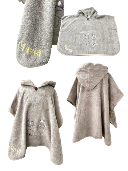 Badeponcho "Bauernhof" mit Name personalisiert, sandfarben, Sterntaler, Badehandtuch