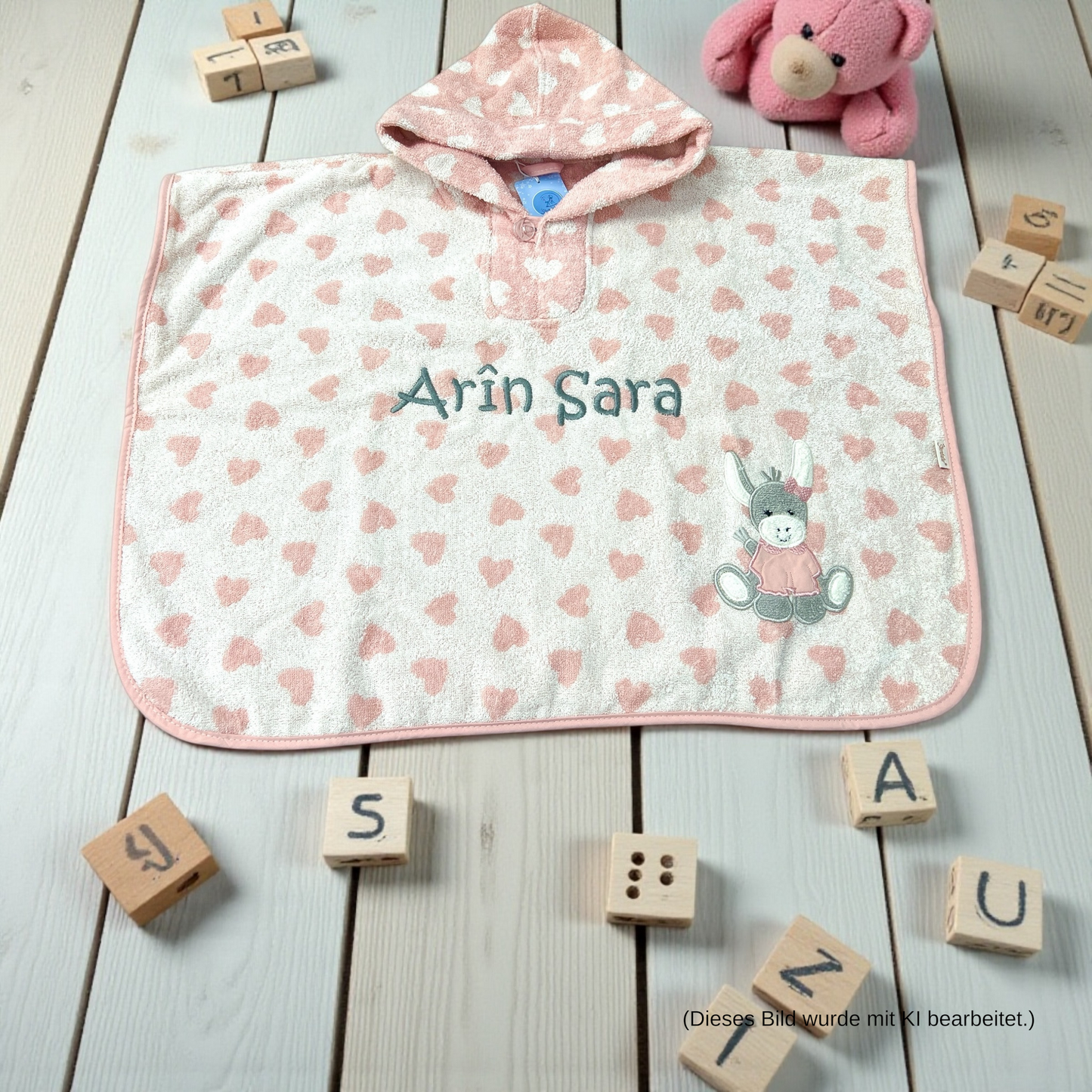 Emmi Esel Girl Badeponcho mit Name personalisiert, rosa, Sterntaler, Badehandtuch