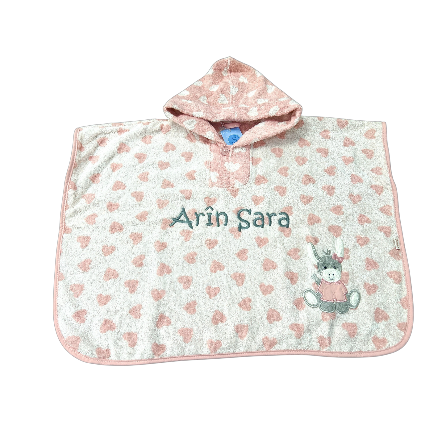 Emmi Esel Girl Badeponcho mit Name personalisiert, rosa, Sterntaler, Badehandtuch