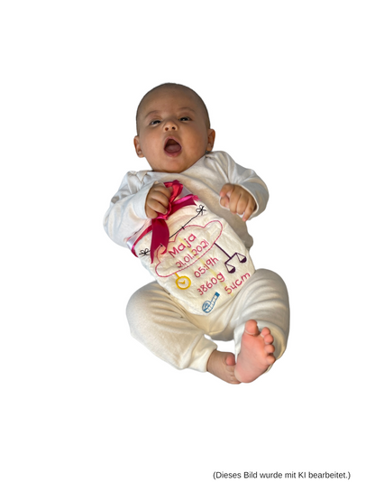 Bestickte Windel mit Name und Geburtsdaten, Geschenk zur Geburt