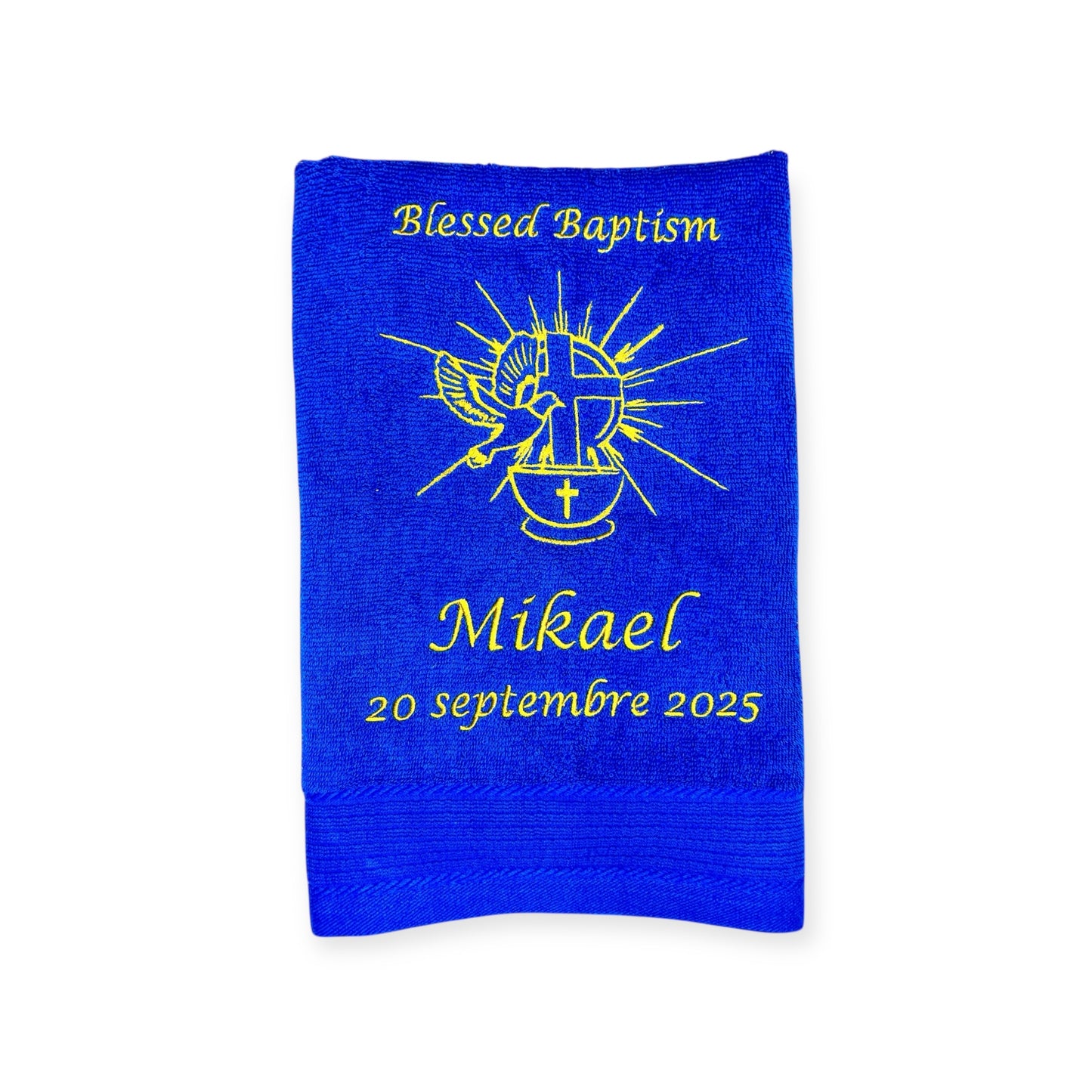 Blessed Baptism Handtuch mit Name und Datum, Sauna, Wellness, Duschtuch, Heilige Taufe
