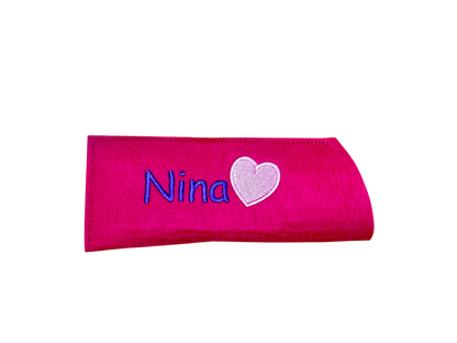 Brillenetui mit Name und Herz bestickt, schönes Geschenk, Sonnenbrille, Filz