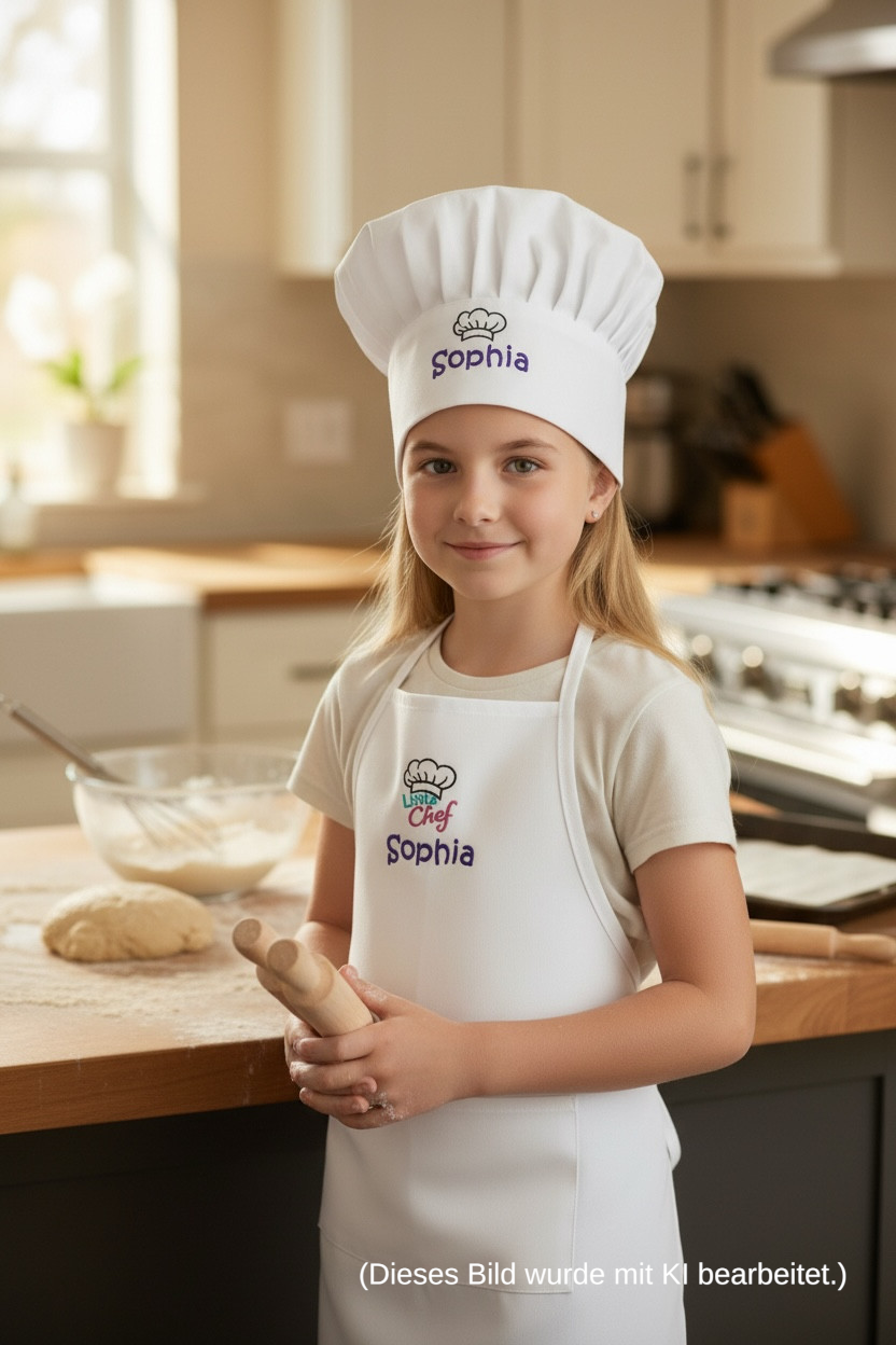 Personalisiertes Chefkoch-Set in weiß oder lime für Kinder mit Namen + Motiv