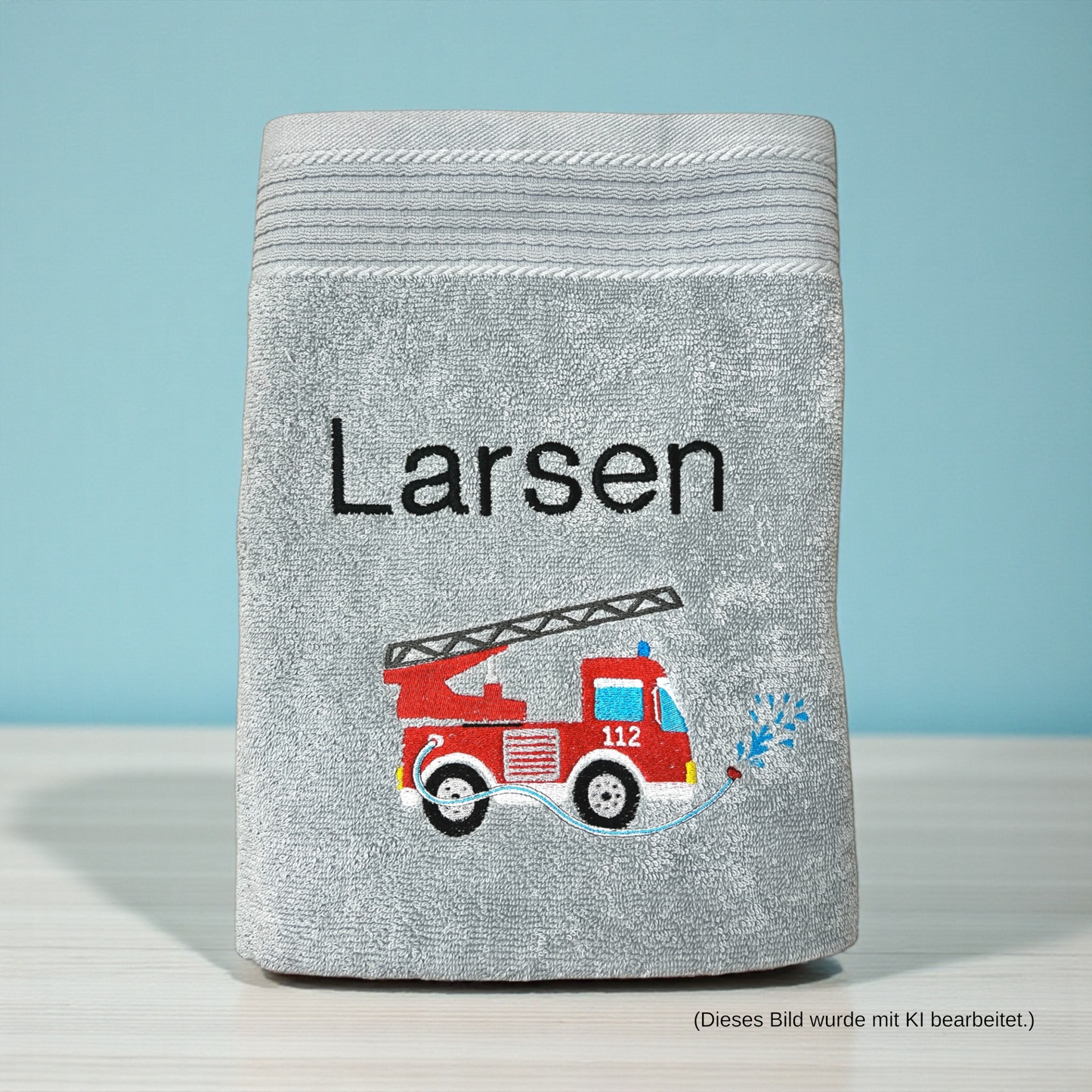 Feuerwehr Handtuch Set mit Name Handtücher Waschlappen 50x100 cm Geschenk Kinder