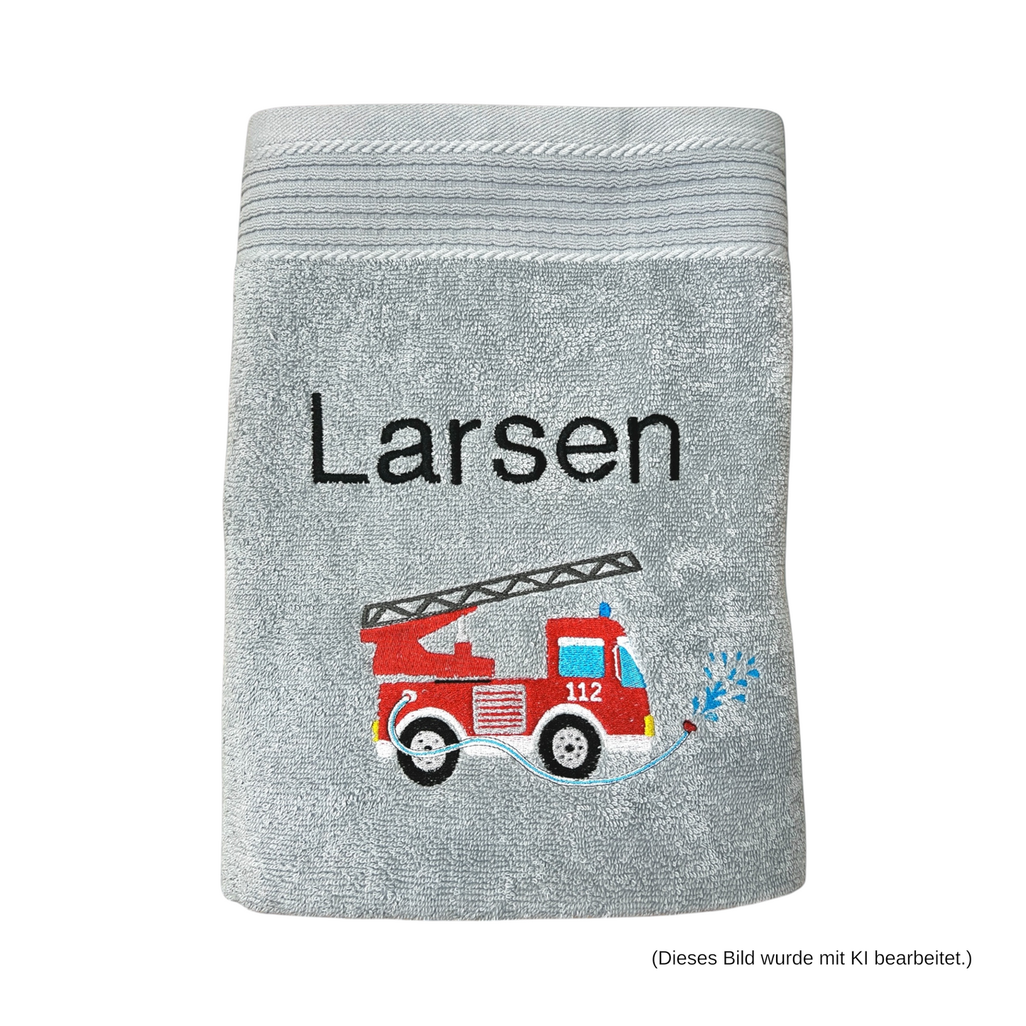 Feuerwehr Handtuch Set mit Name Handtücher Waschlappen 50x100 cm Geschenk Kinder