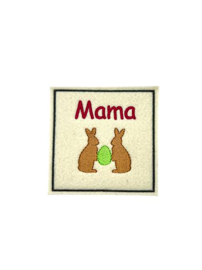 Oster Glasuntersetzer mit Name und Bild bestickt aus Filz, personalisiert