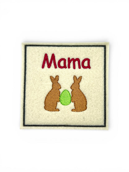 Oster Glasuntersetzer mit Name und Bild bestickt aus Filz, personalisiert