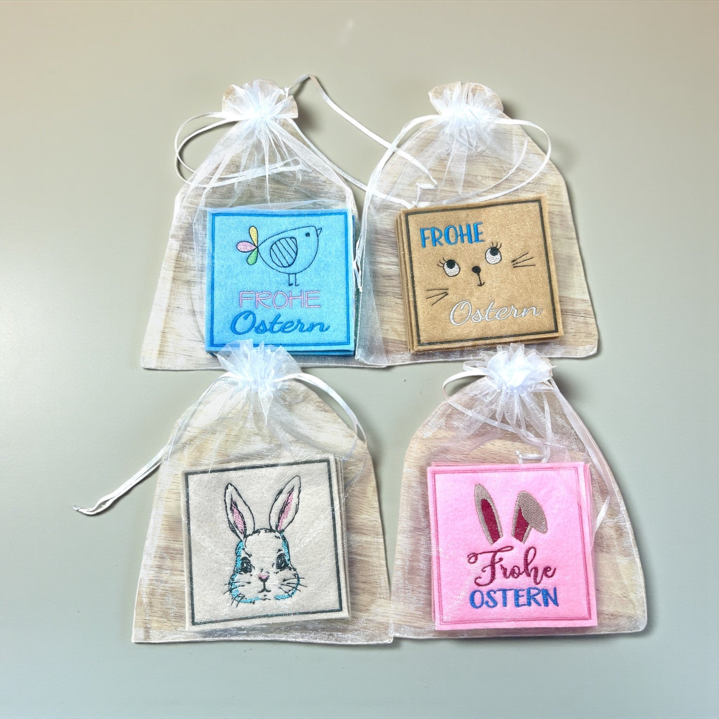 Oster Glasuntersetzer bestickt aus Filz verschiedene Motive