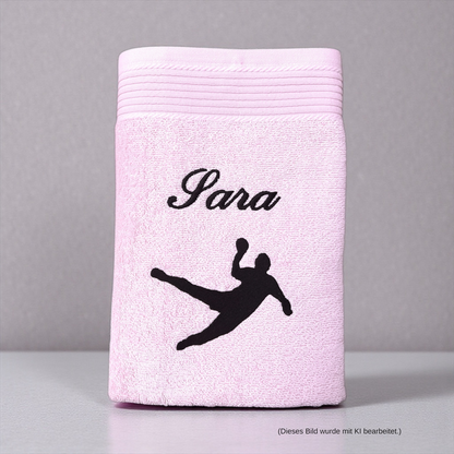 Handballer Handtuch mit Name, Duschtuch, Gästehandtuch, Saunahandtuch, schöne Farben