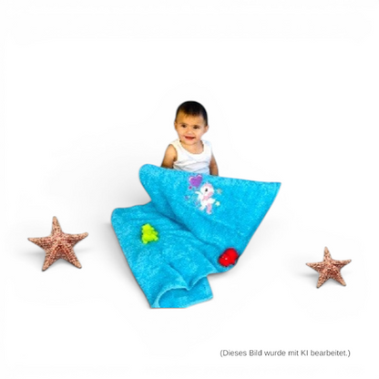 Handtuch mit Einhorn und Name bestickt, verschiedene Größen und viele Farben