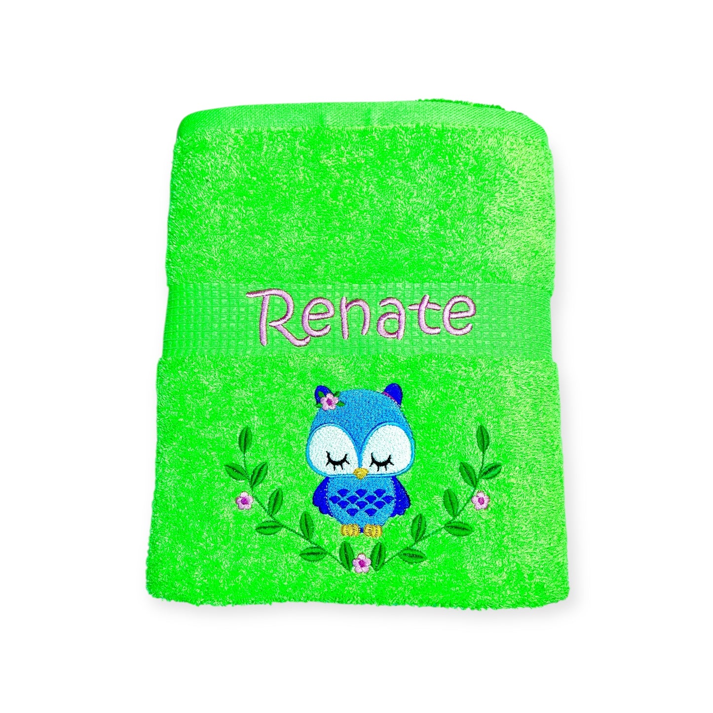 Eulen Handtuch mit Name Sauna Wellness Duschtuch Saunatuch Geschenk Kinder