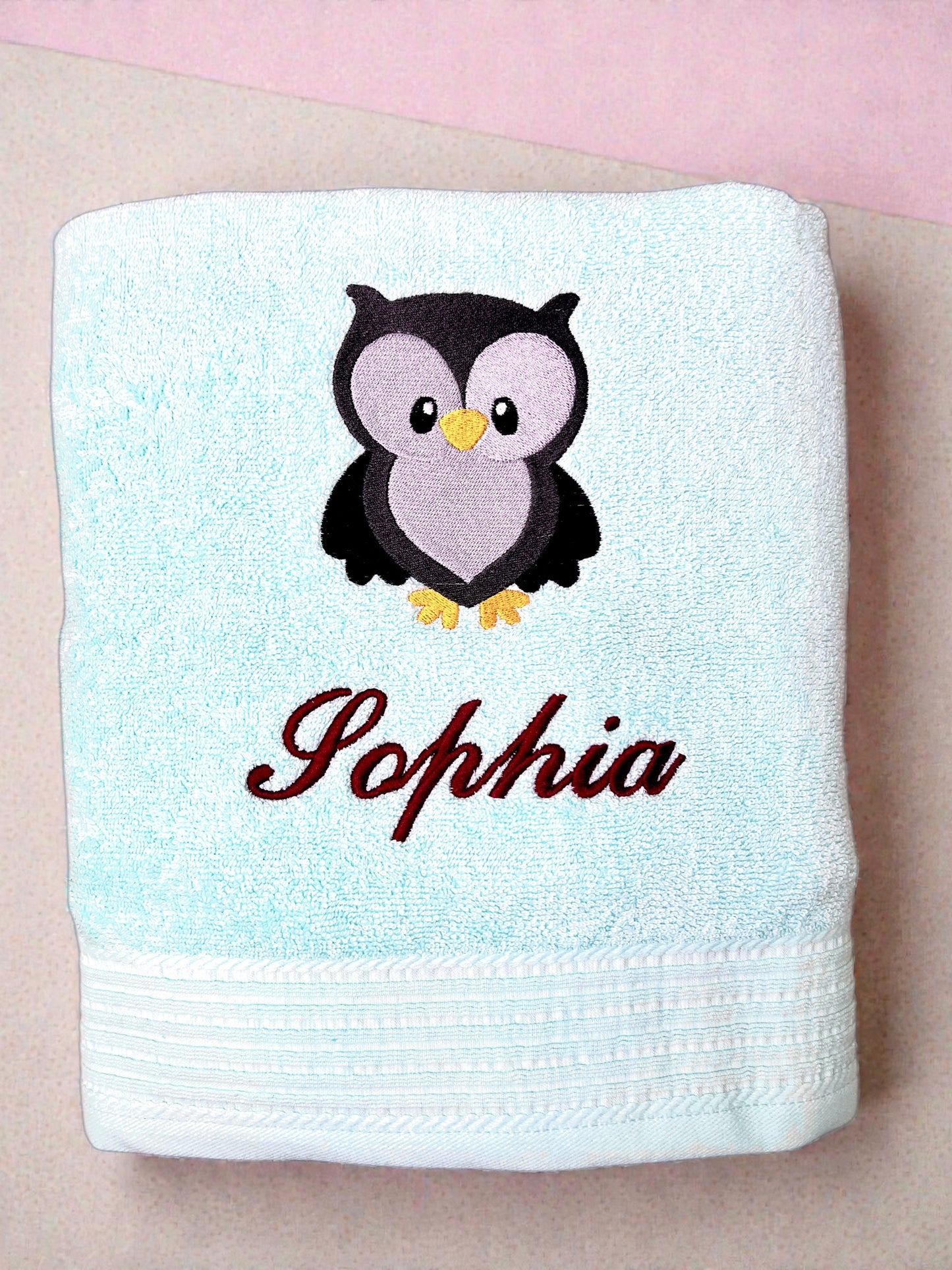Eulen Handtuch mit Name, Handtuch, Sauna, Wellness, Duschtuch, Geschenk