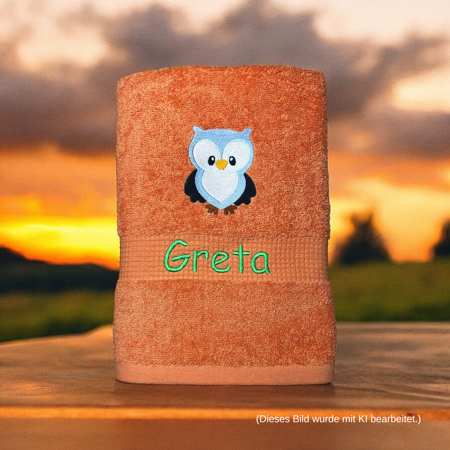 Eulen Handtuch mit Name, Handtuch, Sauna, Wellness, Duschtuch, Geschenk