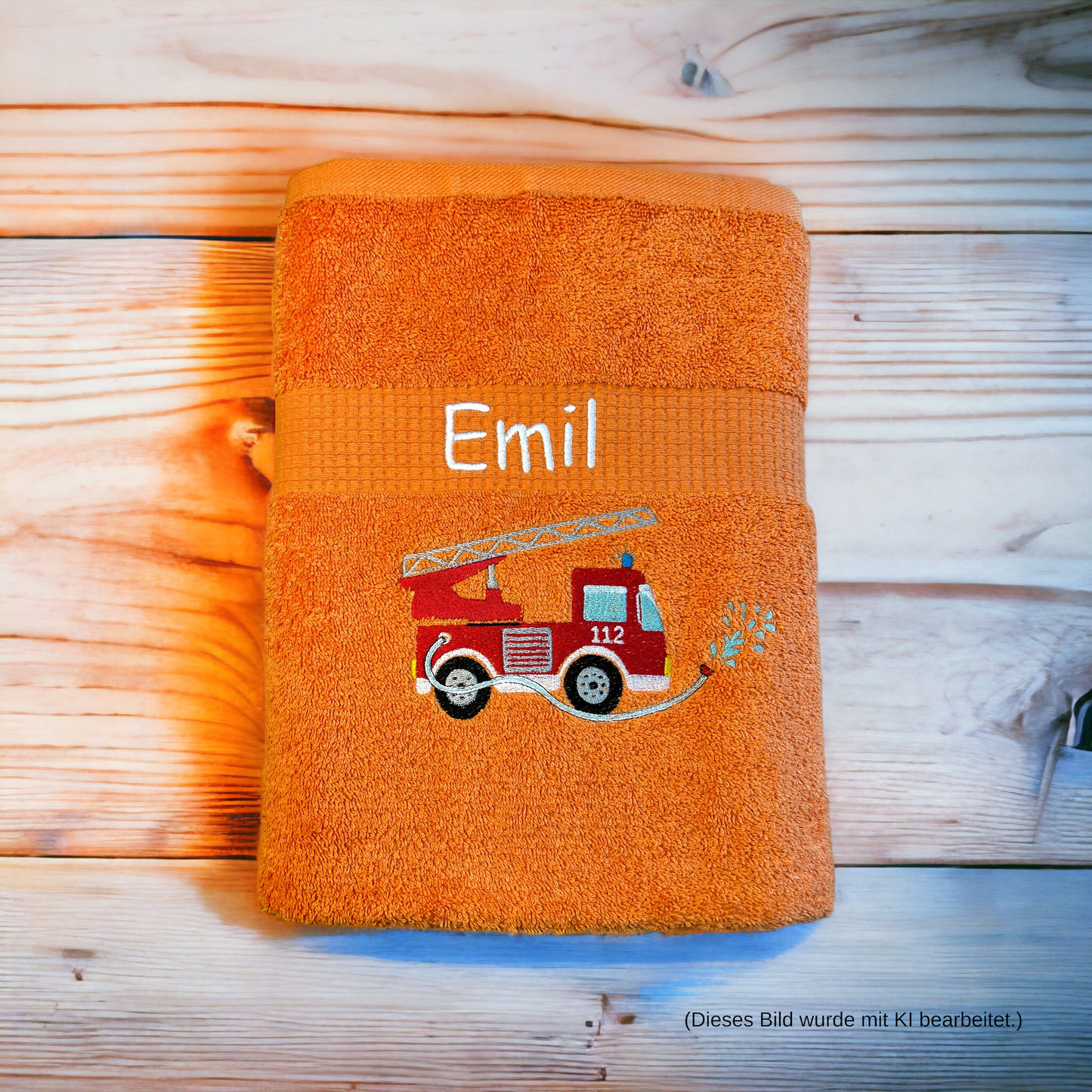 Feuerwehr Handtuch Set mit Name Handtücher Waschlappen 50x100 cm Geschenk Kinder