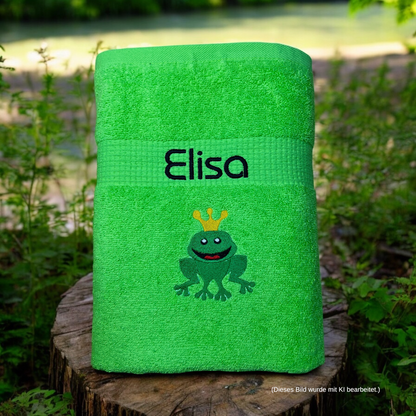 Handtuch mit Froschkönig und Name, Handtuch, Sauna, Wellness, Duschtuch