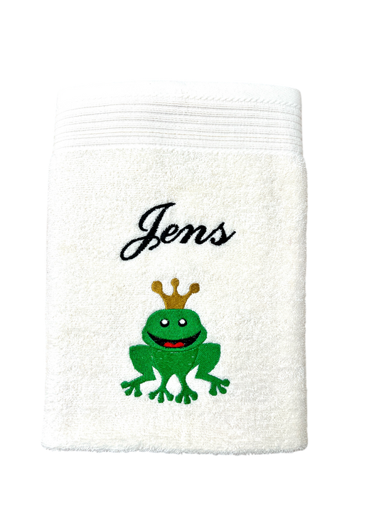 Handtuch mit Froschkönig und Name, Handtuch, Sauna, Wellness, Duschtuch