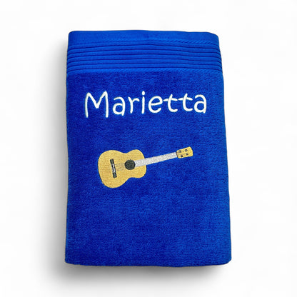 Gitarre Handtuch mit Name, Handtuch, Sauna, Wellness, Duschtuch, Geschenk