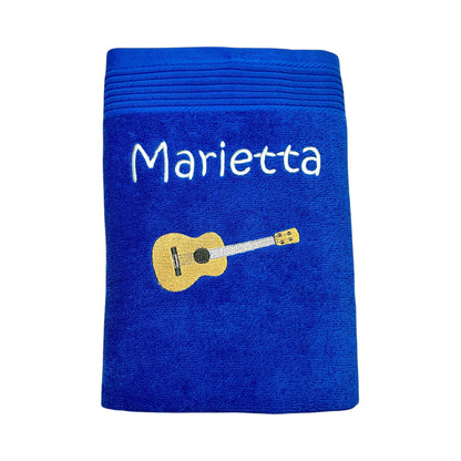 Gitarre Handtuch mit Name, Handtuch, Sauna, Wellness, Duschtuch, Geschenk