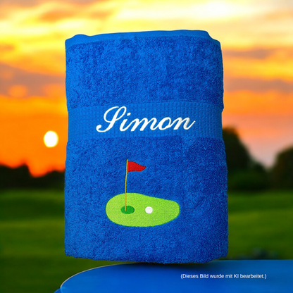 Golf Handtuch mit Name, Handtuch, Sauna, Wellness, Duschtuch, Geschenk