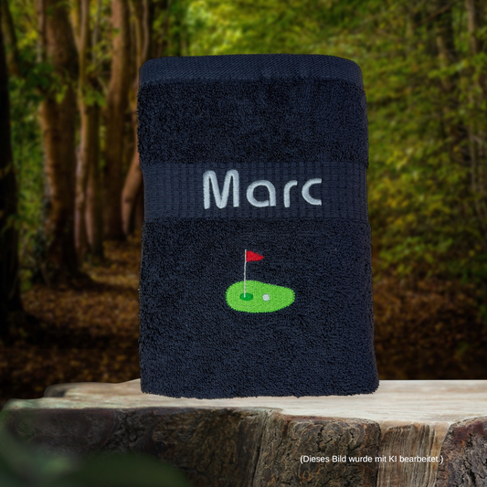 Golf Handtuch mit Name, Handtuch, Sauna, Wellness, Duschtuch, Geschenk