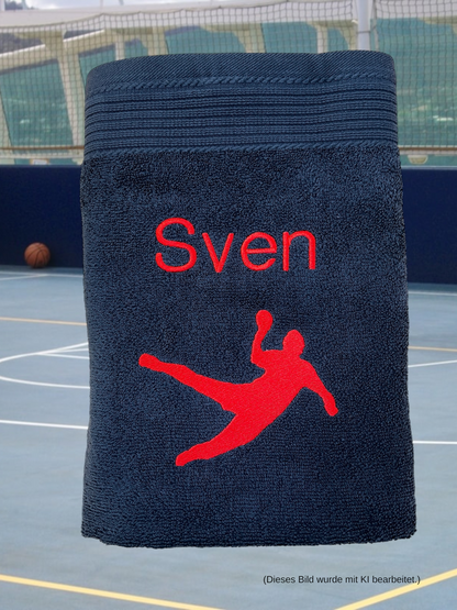 Handballer Handtuch mit Name, Duschtuch, Gästehandtuch, Saunahandtuch, schöne Farben
