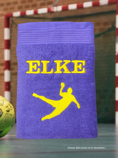 Handballer Handtuch mit Name, Duschtuch, Gästehandtuch, Saunahandtuch, schöne Farben