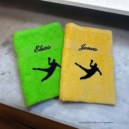 Handballer Handtuch mit Name, Duschtuch, Gästehandtuch, Saunahandtuch, schöne Farben
