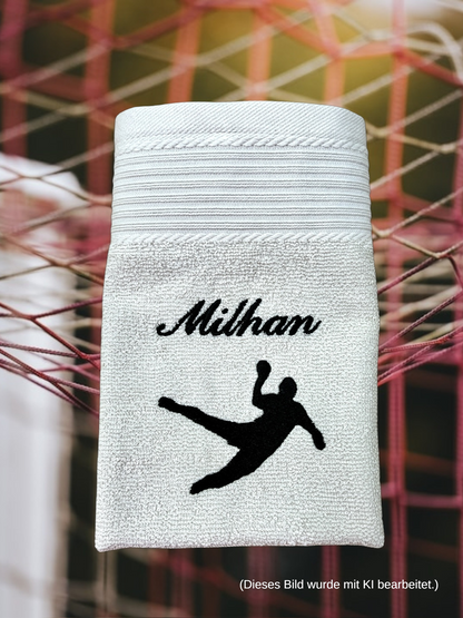 Handballer Handtuch mit Name, Duschtuch, Gästehandtuch, Saunahandtuch, schöne Farben