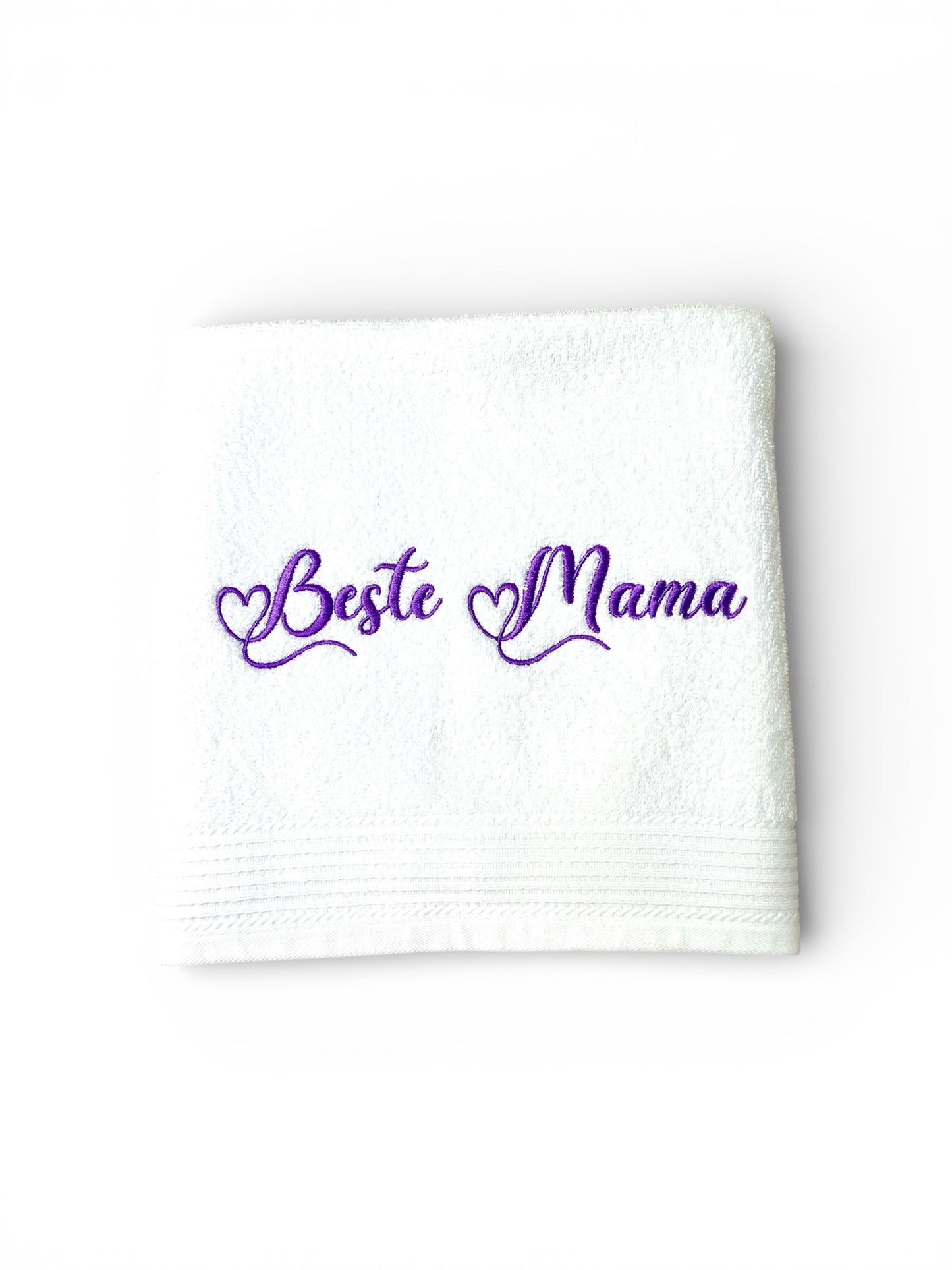 Personalisiertes Handtuch mit Name in geschwungener Handschrift & Herzdetail in 4 Größen