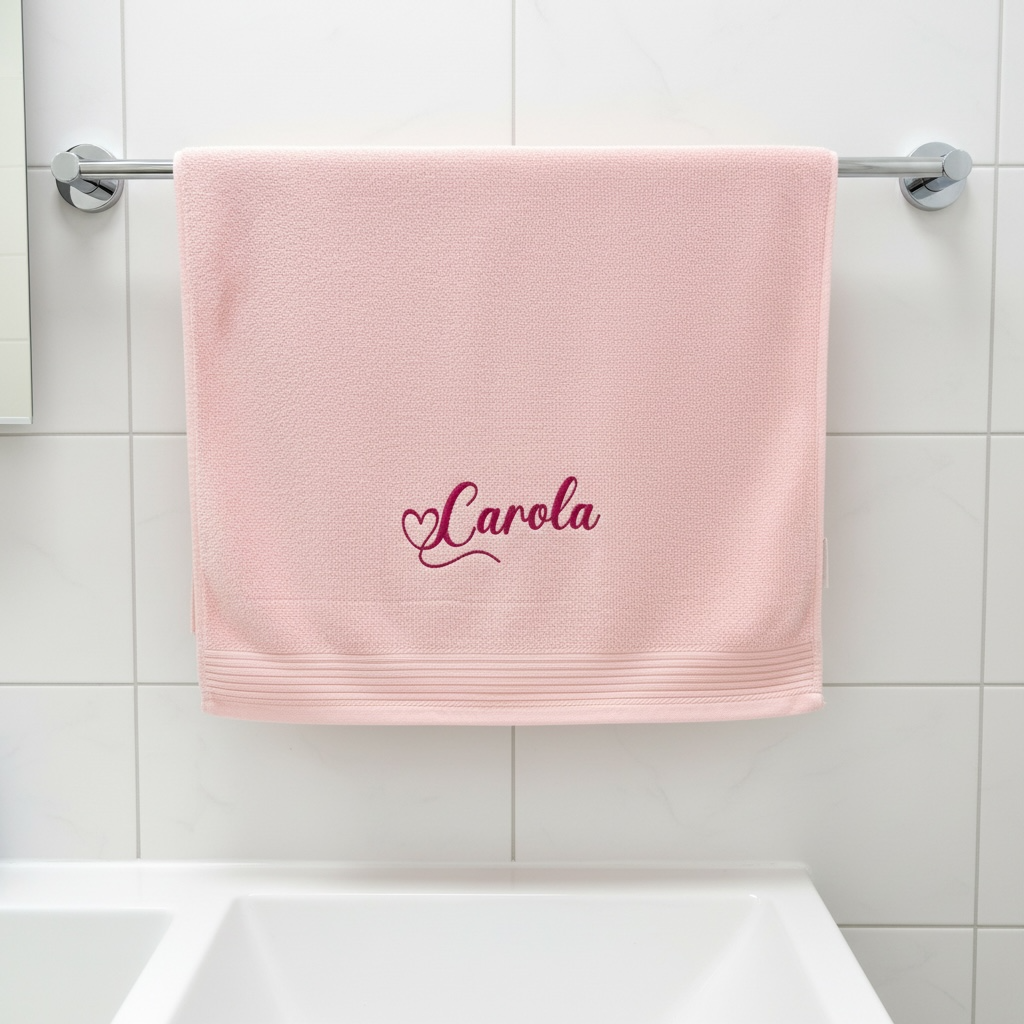 Personalisiertes Handtuch mit Name in geschwungener Handschrift & Herzdetail in 4 Größen