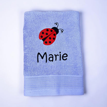 Marienkäfer Handtuch mit Name, Handtuch, Sauna, Wellness, Duschtuch, Geschenk