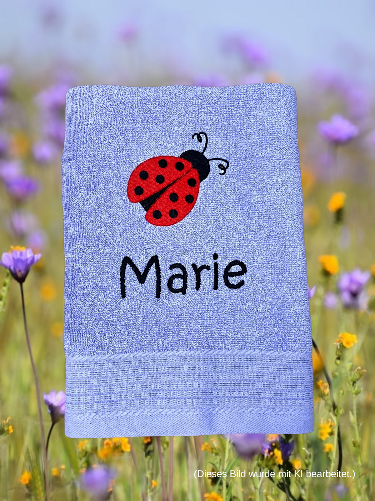 Marienkäfer Handtuch mit Name, Handtuch, Sauna, Wellness, Duschtuch, Geschenk