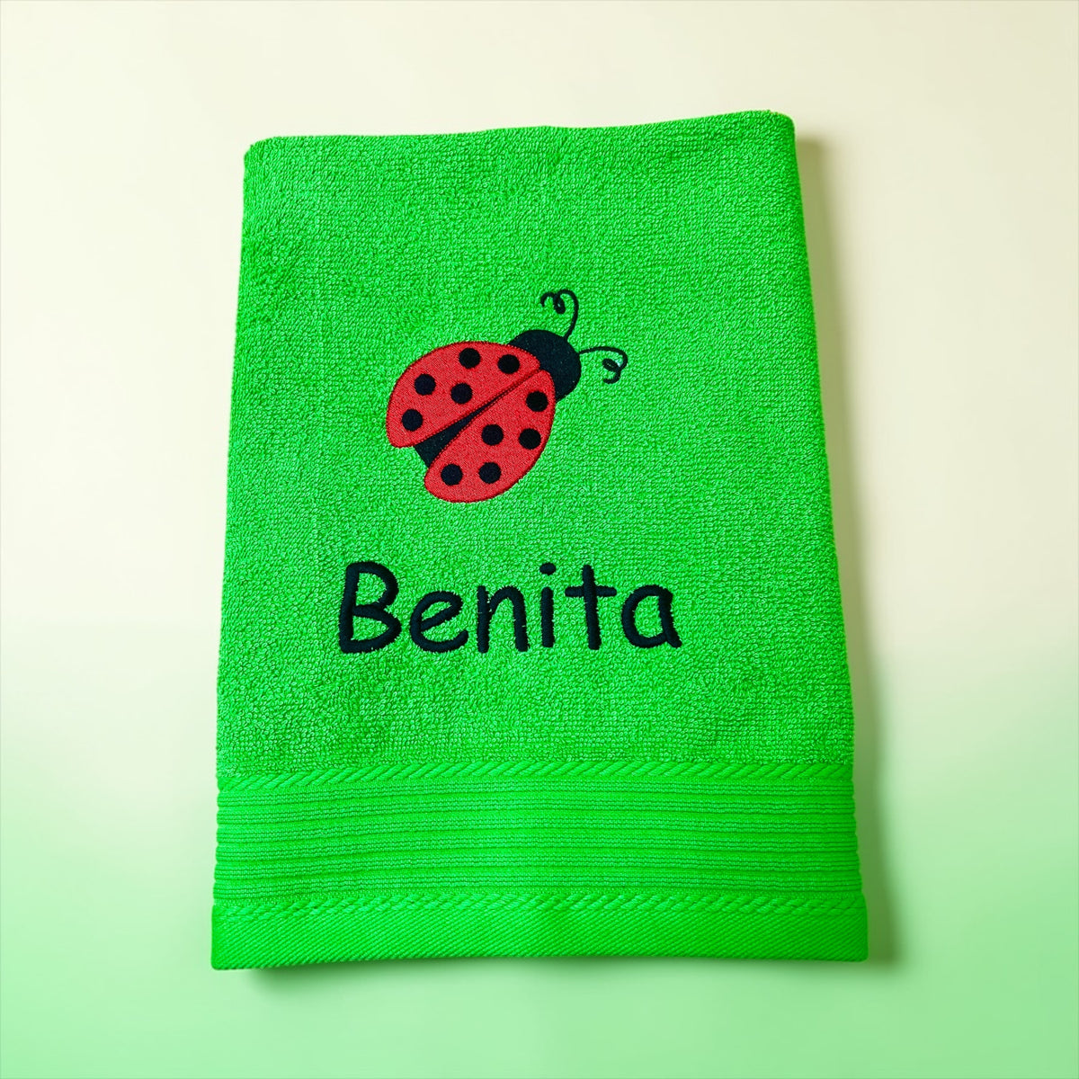 Marienkäfer Handtuch mit Name, Handtuch, Sauna, Wellness, Duschtuch, Geschenk