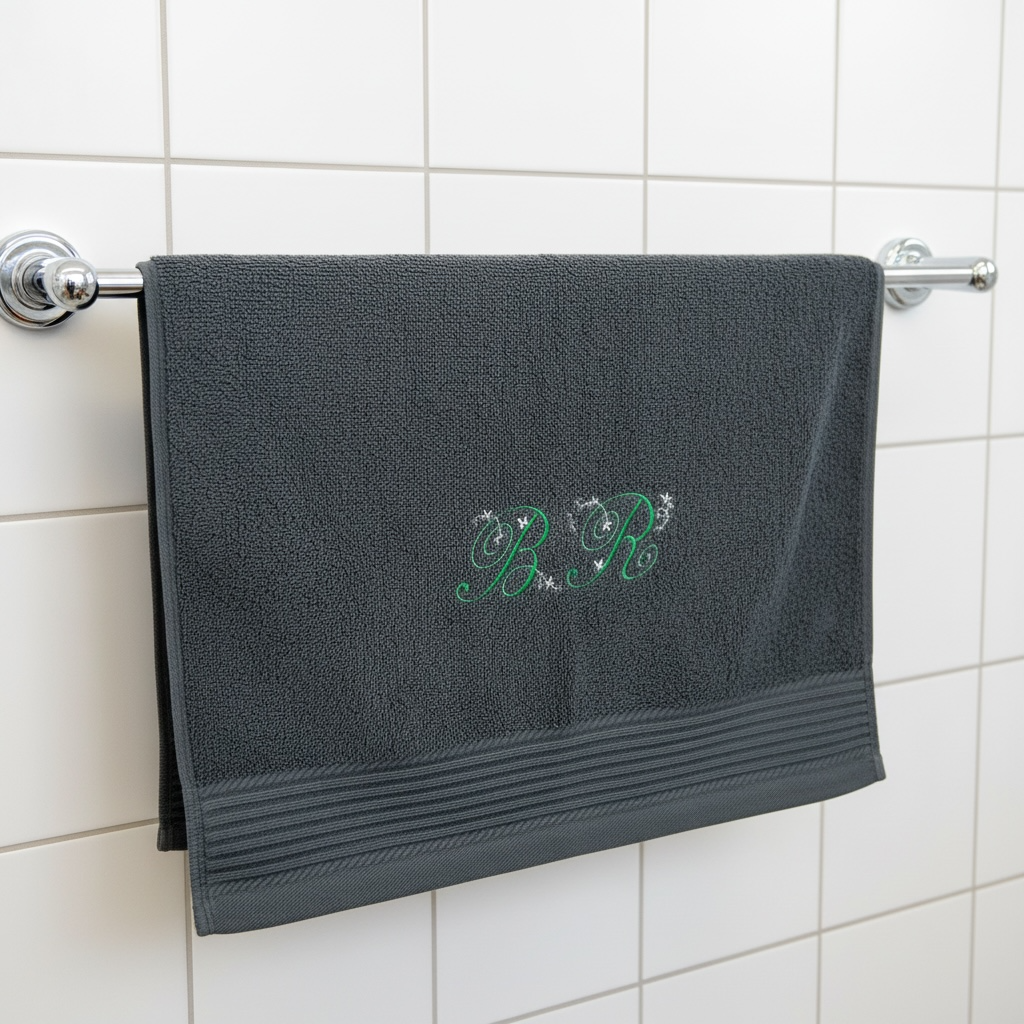 Handtuch mit Ein-Buchstaben-Monogram / Initiale, Handtuch, Sauna, Wellness, Duschtuch, edles Geschenk zu jedem Anlass