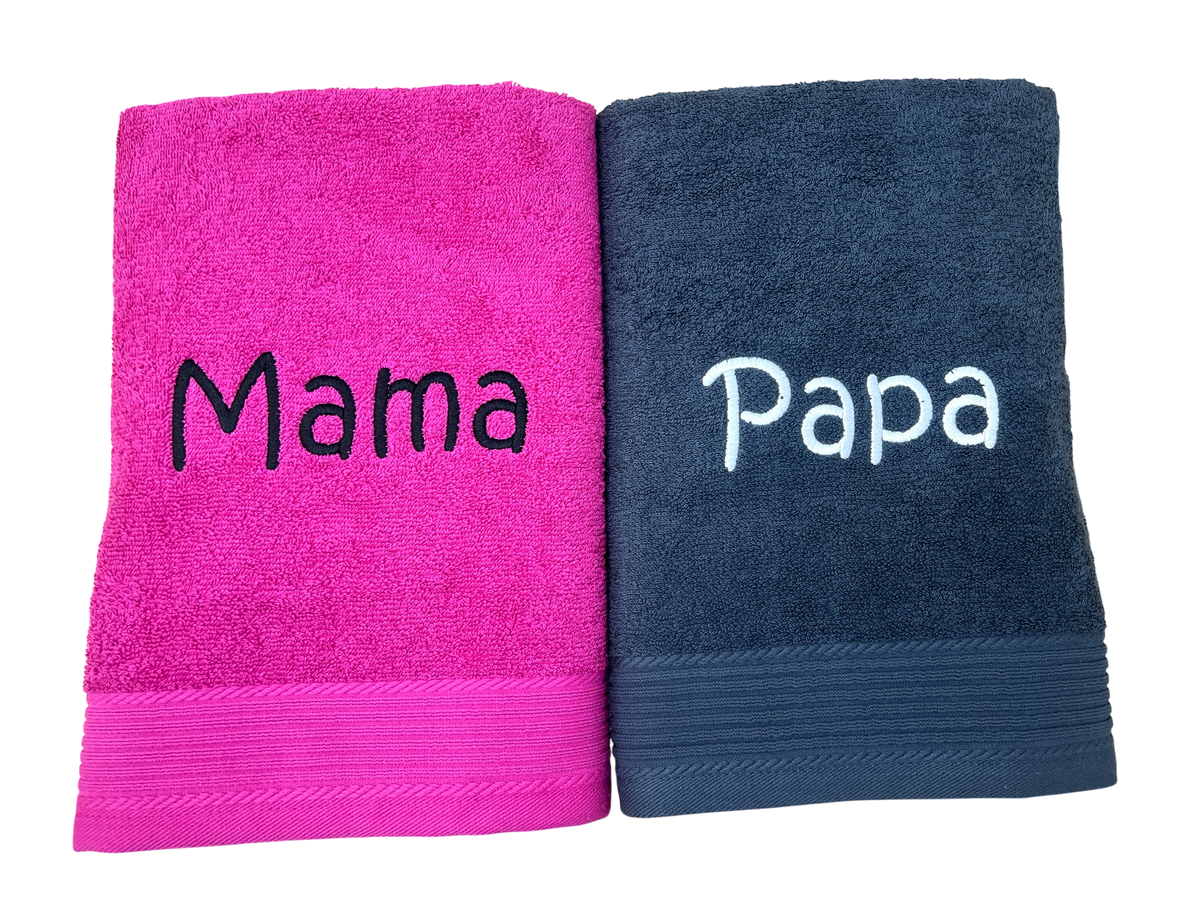 Handtuch mit Namen bestickt 50x100 cm – Personalisiertes Handtuch aus 100% Baumwolle – Namenshandtuch