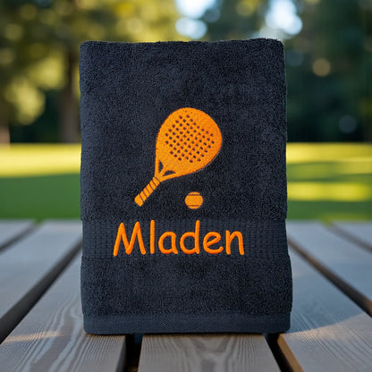 Padleschläger Paddle Handtuch mit Name, Handtuch, Sauna, Wellness, Duschtuch, Geschenk für Sportler
