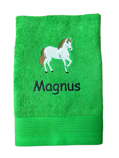 Pferd Handtuch mit Name, Handtuch, Sauna, Wellness, Duschtuch, Geschenk für Mädchen