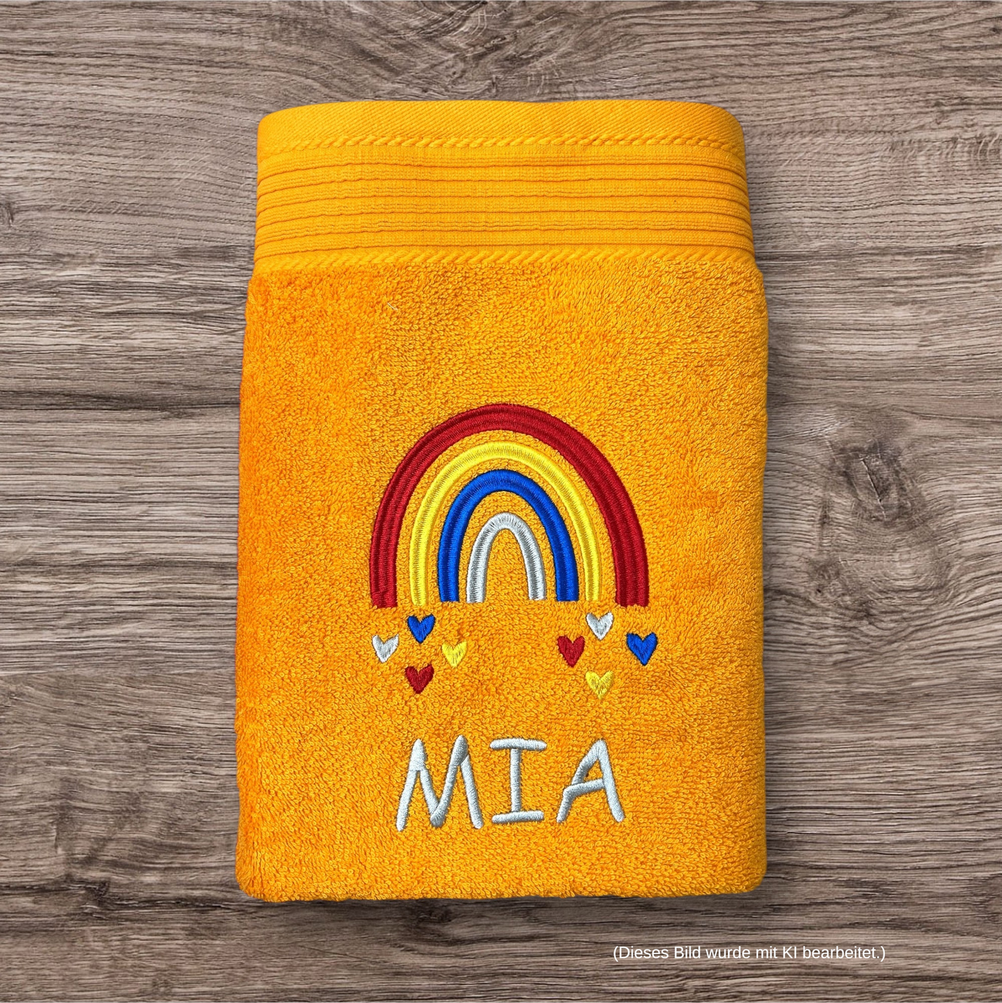 Regenbogen Handtuch mit Name bestickt, Duschtuch, Kindergarten, Sport