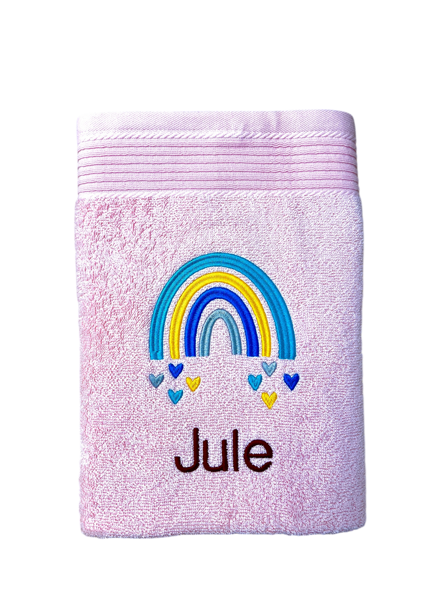 Regenbogen Handtuch mit Name bestickt, Duschtuch, Kindergarten, Sport