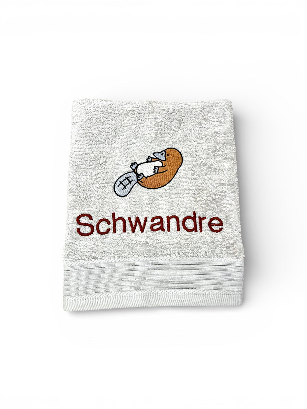 Schnabeltier Handtuch mit Name, Handtuch, Sauna, Wellness, Duschtuch, süßes Geschenk