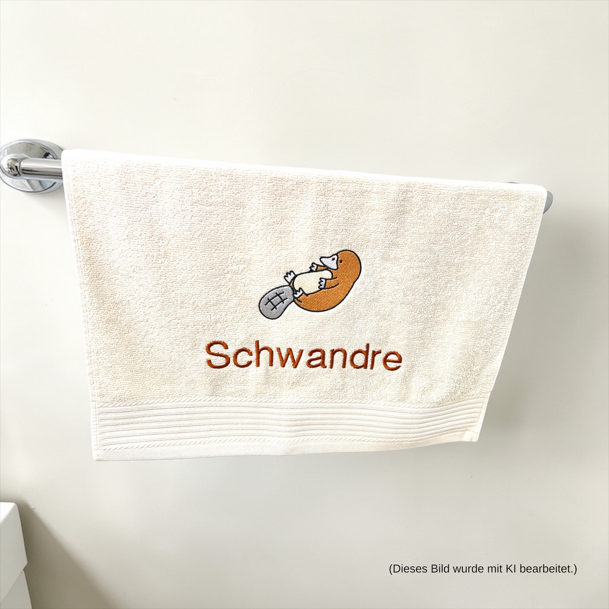 Schnabeltier Handtuch mit Name, Handtuch, Sauna, Wellness, Duschtuch, süßes Geschenk