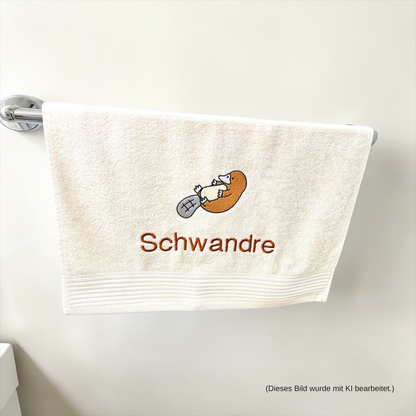 Schnabeltier Handtuch mit Name, Handtuch, Sauna, Wellness, Duschtuch, süßes Geschenk