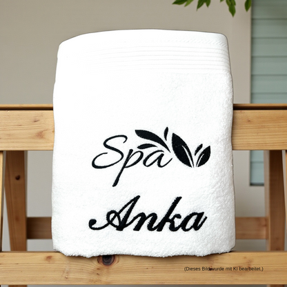 Spa Handtuch mit Name, Handtuch, Sauna, Wellness, Duschtuch, Geschenk