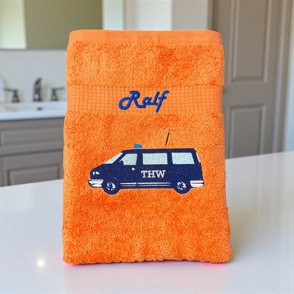 THW MTW Handtuch mit Name Handtücher Sauna Wellness Duschtuch Kinder Strand baden