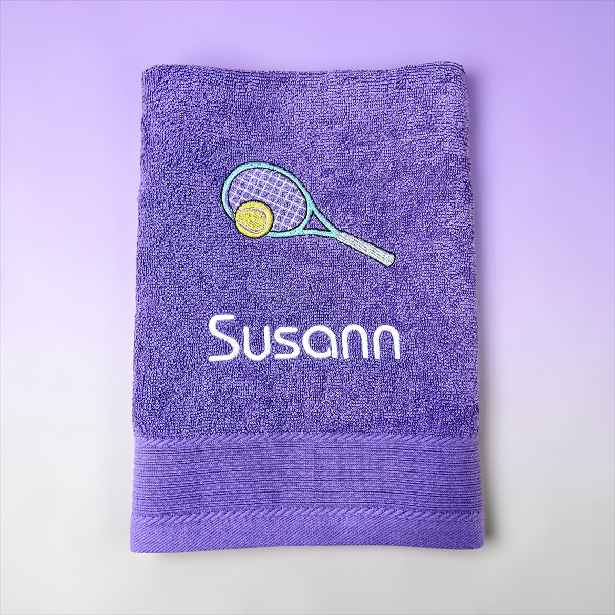 Tennis Handtuch mit Name bestickt, Duschtuch, Sport