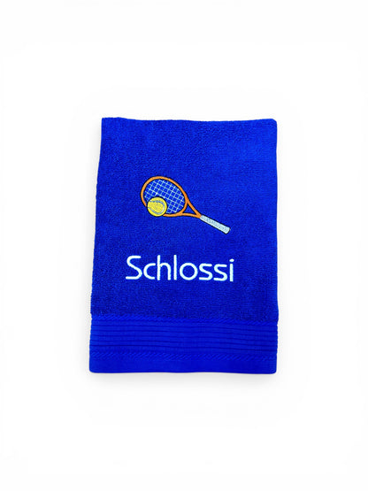Tennis Handtuch mit Name bestickt, Duschtuch, Sport