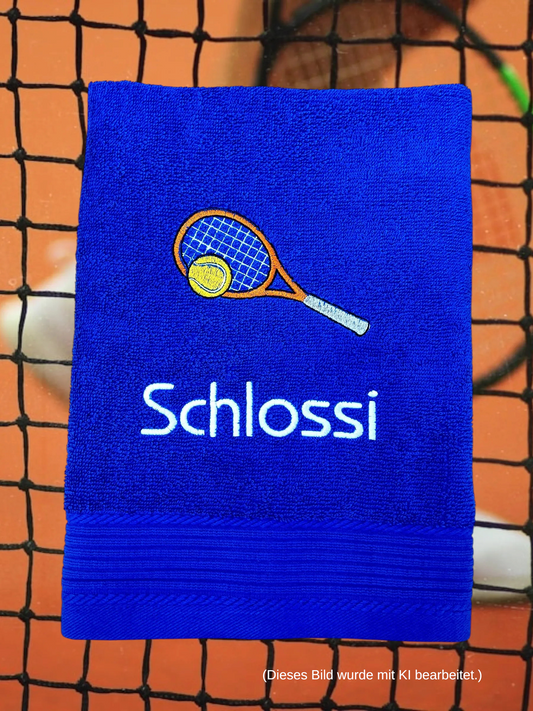 Tennis Handtuch mit Name bestickt, Duschtuch, Sport